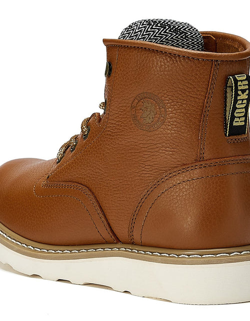 Load image into Gallery viewer, ROCKROOSTER Roberta Men&#39;s Safety Water Resistant Tan Leather Wedge
