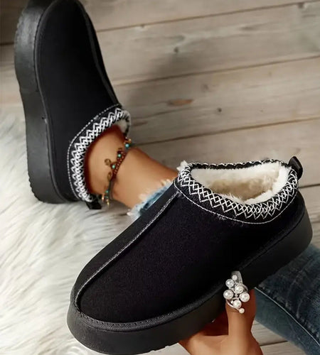 Chestnut Suede Contrast Print Plush Lined Snow Boots
