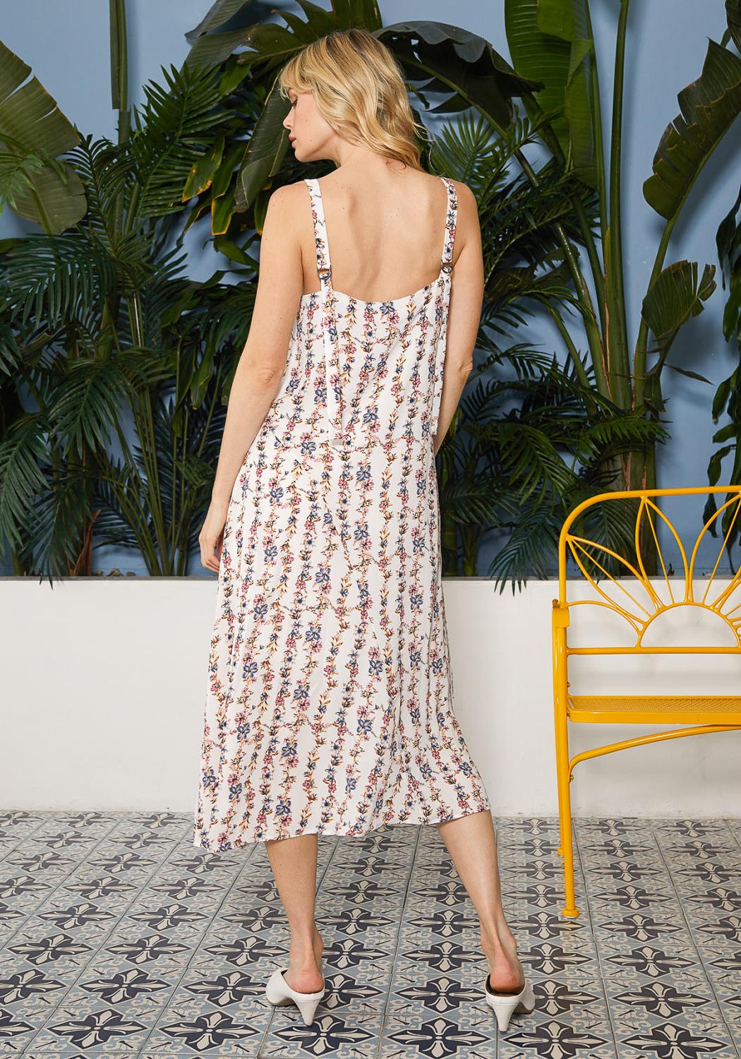 Floral V-Neck Sleeveless Maxi Dress