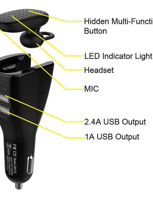 Load image into Gallery viewer, CBH-05 Bluetooth Headset with Dual USB Port Car Charger
