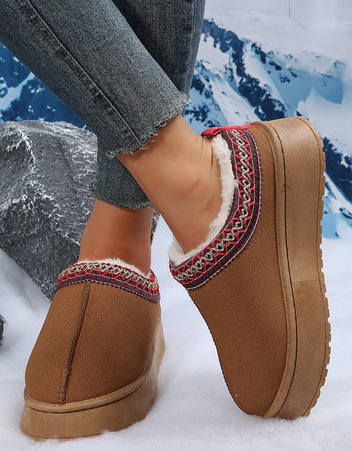 Load image into Gallery viewer, Chestnut Suede Contrast Print Plush Lined Snow Boots
