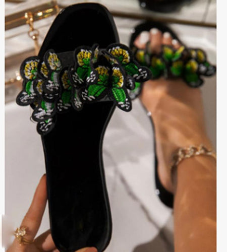 2021 Summer Slippers Fashion Butterfly Flat Sandals for Outdoor