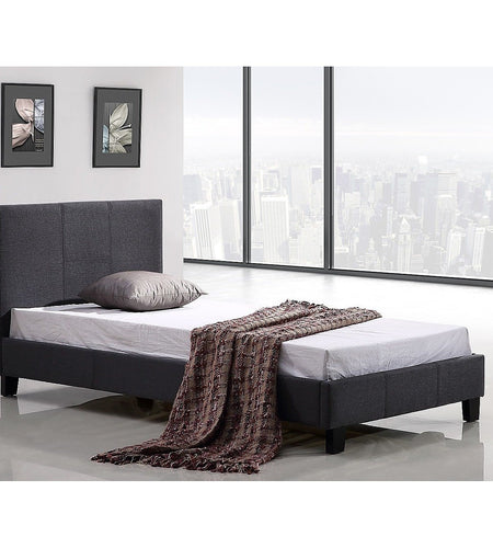 Single Bed Frame Grey Linen Fabric