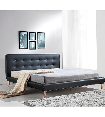 King PU Leather Deluxe Bed Frame - Black