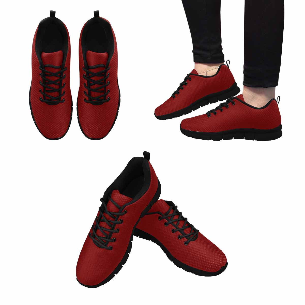 Uniquely You Sneakers for Men, Maroon Red Running Shoes