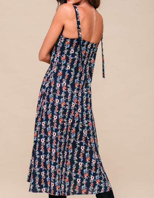 Load image into Gallery viewer, Floral V-Neck Sleeveless Maxi Dress
