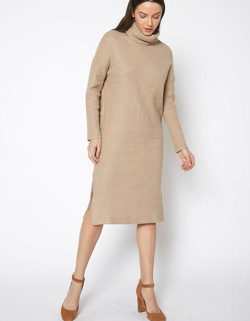 Load image into Gallery viewer, Women&#39;s Turtle Neck Midi Sweater Dress
