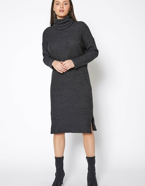 Load image into Gallery viewer, Women&#39;s Turtle Neck Midi Sweater Dress
