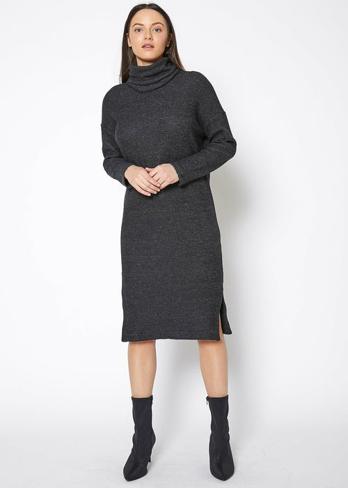 Women's Turtle Neck Midi Sweater Dress