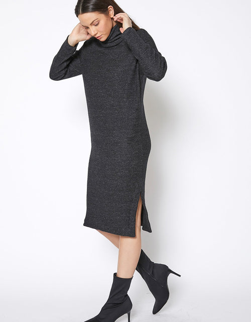 Load image into Gallery viewer, Women&#39;s Turtle Neck Midi Sweater Dress
