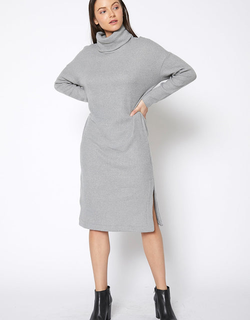 Load image into Gallery viewer, Women&#39;s Turtle Neck Midi Sweater Dress
