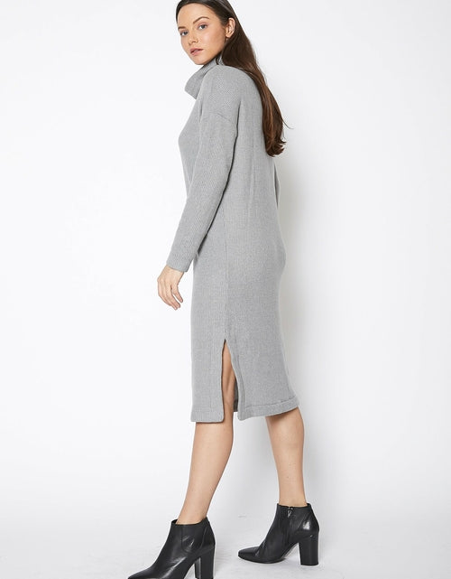 Load image into Gallery viewer, Women&#39;s Turtle Neck Midi Sweater Dress
