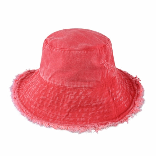 Load image into Gallery viewer, Wide Brim Frayed Bucket Hat
