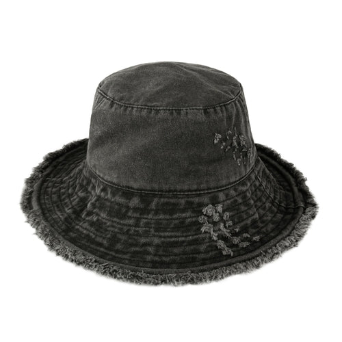 Load image into Gallery viewer, Wide Brim Frayed Bucket Hat
