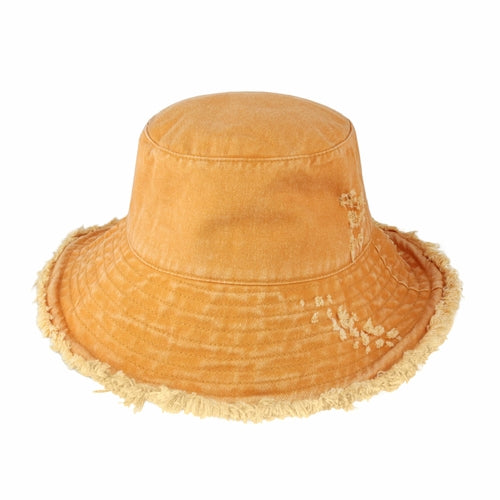 Load image into Gallery viewer, Wide Brim Frayed Bucket Hat
