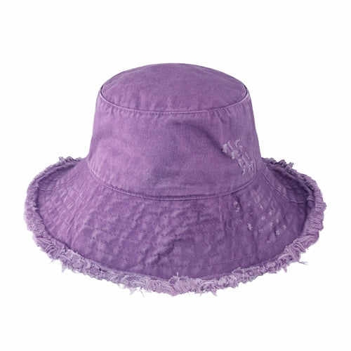 Load image into Gallery viewer, Wide Brim Frayed Bucket Hat
