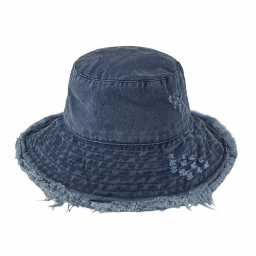 Load image into Gallery viewer, Wide Brim Frayed Bucket Hat
