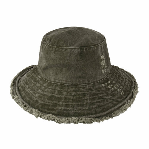 Load image into Gallery viewer, Wide Brim Frayed Bucket Hat
