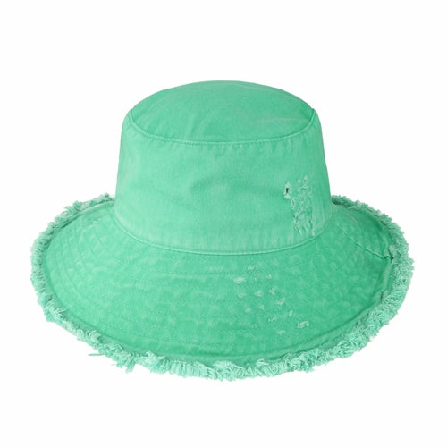 Load image into Gallery viewer, Wide Brim Frayed Bucket Hat
