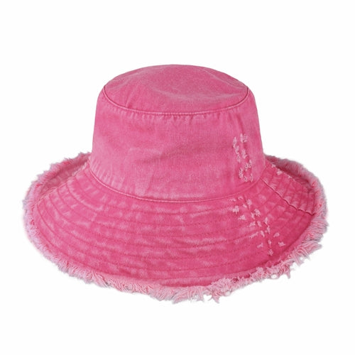 Load image into Gallery viewer, Wide Brim Frayed Bucket Hat
