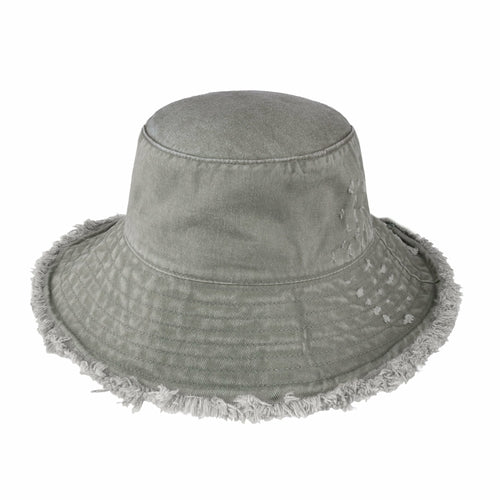 Load image into Gallery viewer, Wide Brim Frayed Bucket Hat
