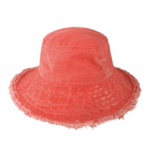 Load image into Gallery viewer, Wide Brim Frayed Bucket Hat
