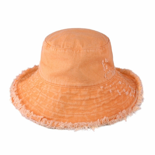 Load image into Gallery viewer, Wide Brim Frayed Bucket Hat
