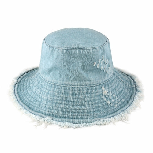 Load image into Gallery viewer, Wide Brim Frayed Bucket Hat
