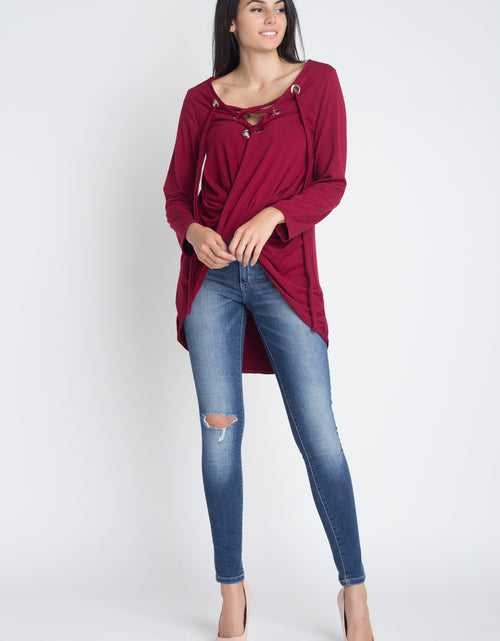 Load image into Gallery viewer, Women&#39;s Lace Up Wrap Long Sleeve Top
