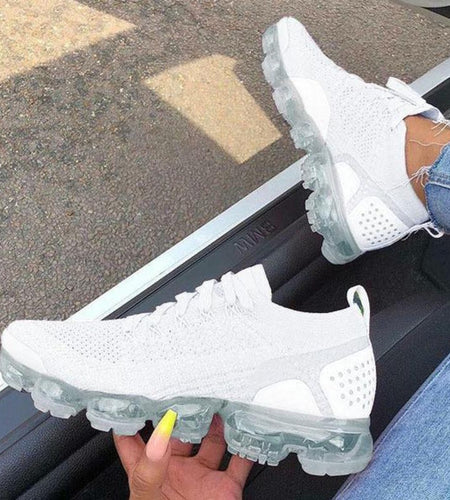 Women's Flying Woven Breathable Casual Sneakers White