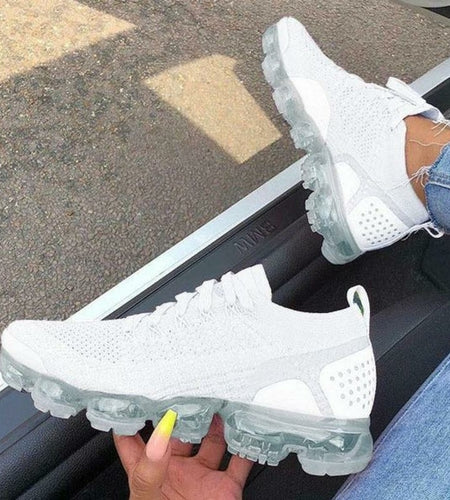 Women's Flying Woven Breathable Casual Sneakers White