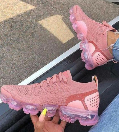 Women's Flying Woven Breathable Casual Sneakers Pink