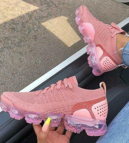 Women's Flying Woven Breathable Casual Sneakers Pink