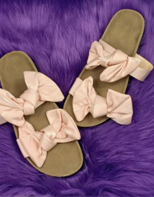 Load image into Gallery viewer, Women Slides 2 Straps Comfy Bow Slide Sandals Pink
