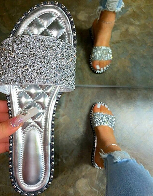 Load image into Gallery viewer, Crystal  Women Slippers Bling Bling Flats Female Beach Shoes Summer
