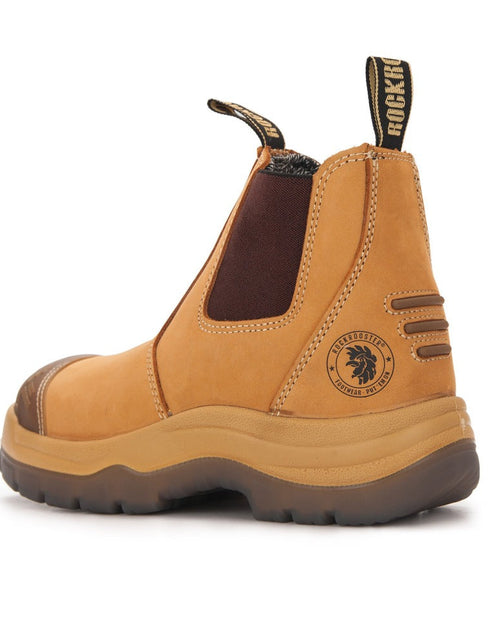 Load image into Gallery viewer, ROCKROOSTER Gammon Tan 6 inch Slip On Leather Work Boots AK222
