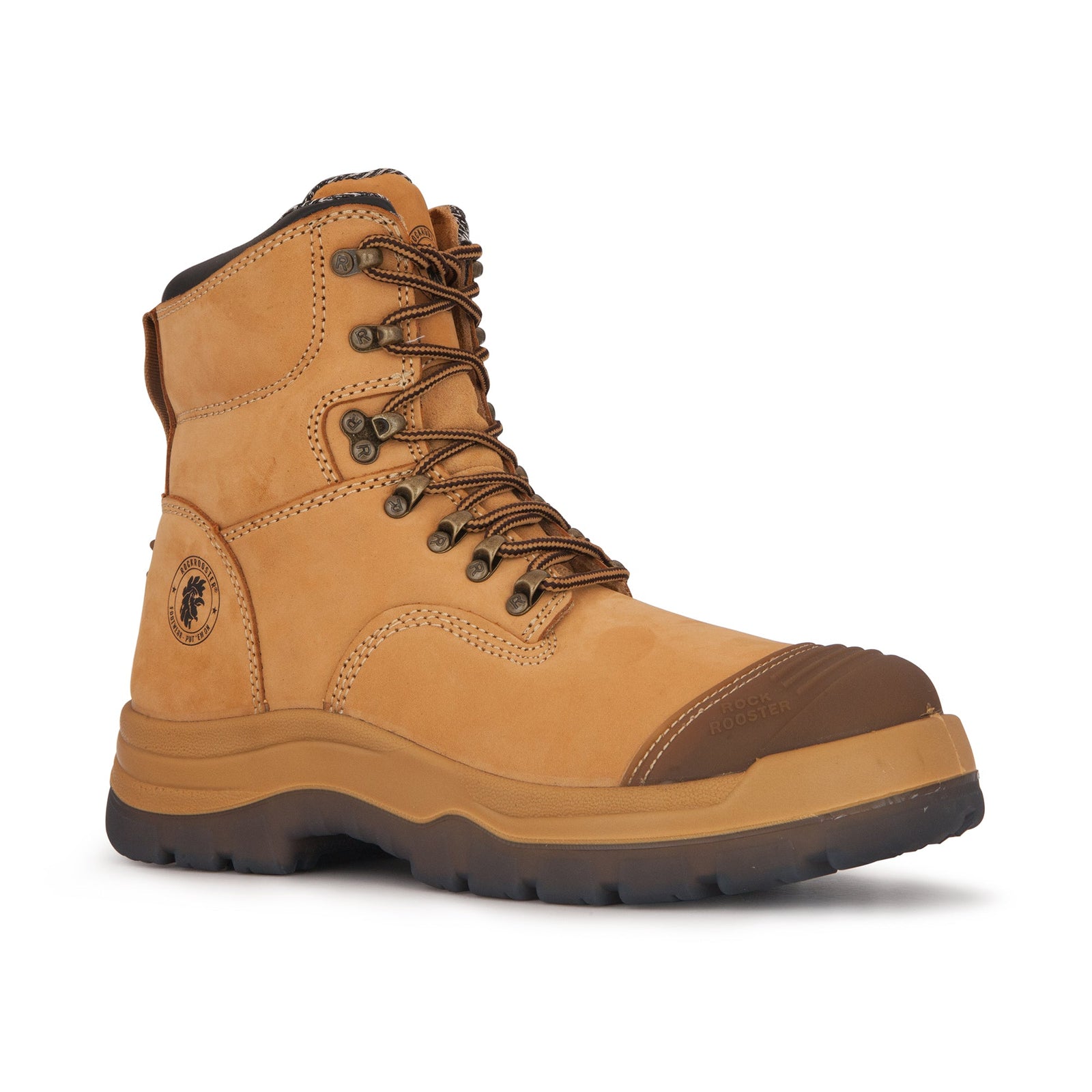 ROCKROOSTER Kimberly Tan 7 inch Zip-sided Steel Toe Leather Work Boots