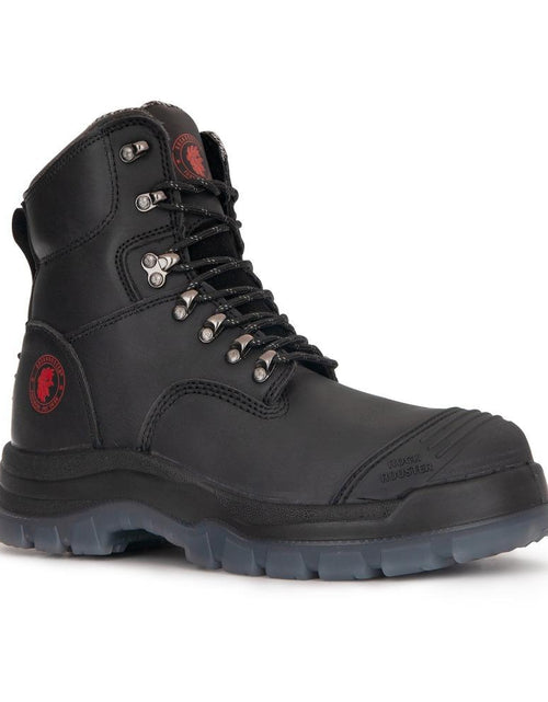 Load image into Gallery viewer, ROCKROOSTER Kensington Black 7 inch Zip-sided Steel Toe Leather Work
