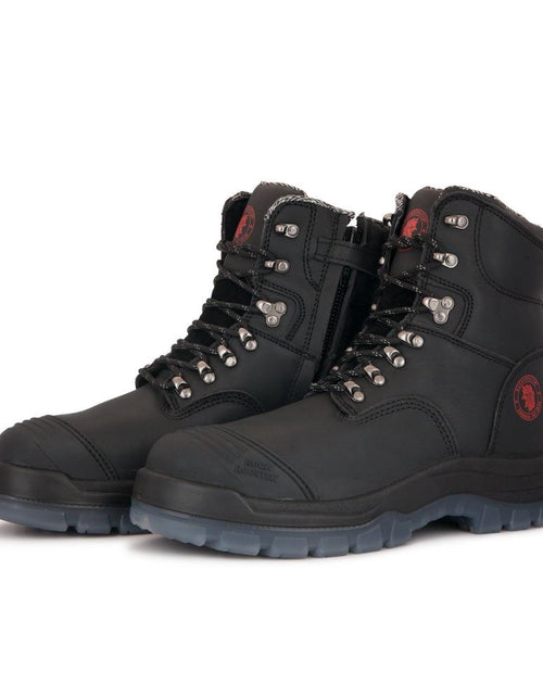 Load image into Gallery viewer, ROCKROOSTER Kensington Black 7 inch Zip-sided Steel Toe Leather Work
