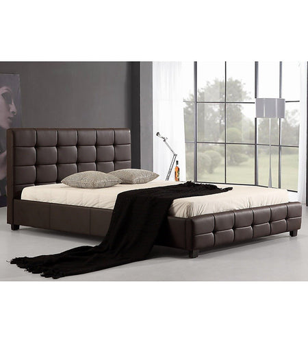 Double Brown PU Leather Deluxe Bed Frame