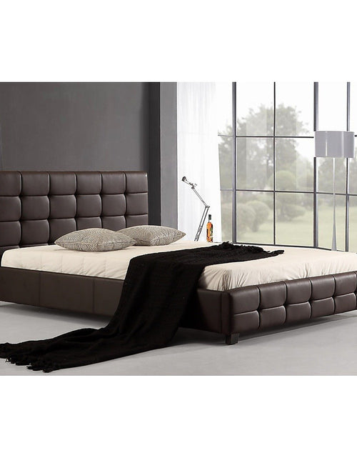 Load image into Gallery viewer, Double Brown PU Leather Deluxe Bed Frame
