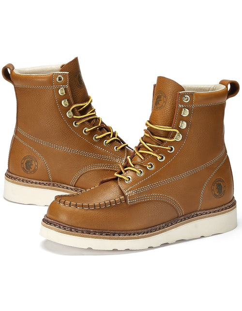 Load image into Gallery viewer, ROCKROOSTER Norwood Men&#39;s 6 inch Brown soft toe wedge work boots with
