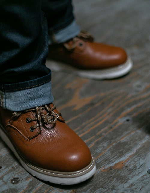Load image into Gallery viewer, ROCKROOSTER Roberta Men&#39;s Safety Water Resistant Tan Leather Wedge
