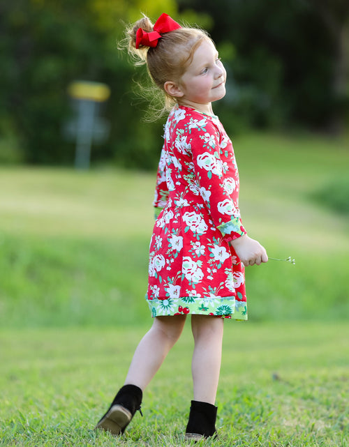 Load image into Gallery viewer, AnnLoren Girls Boutique Christmas Floral Long Sleeve Cotton Party
