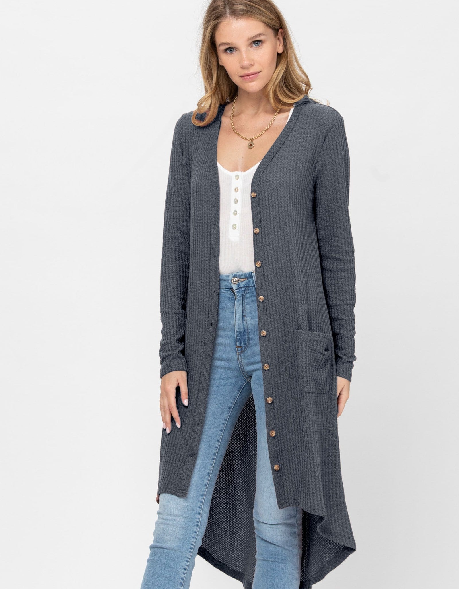 Long Sleeve Button Down Solid Color Knit Cardigans with Pockets