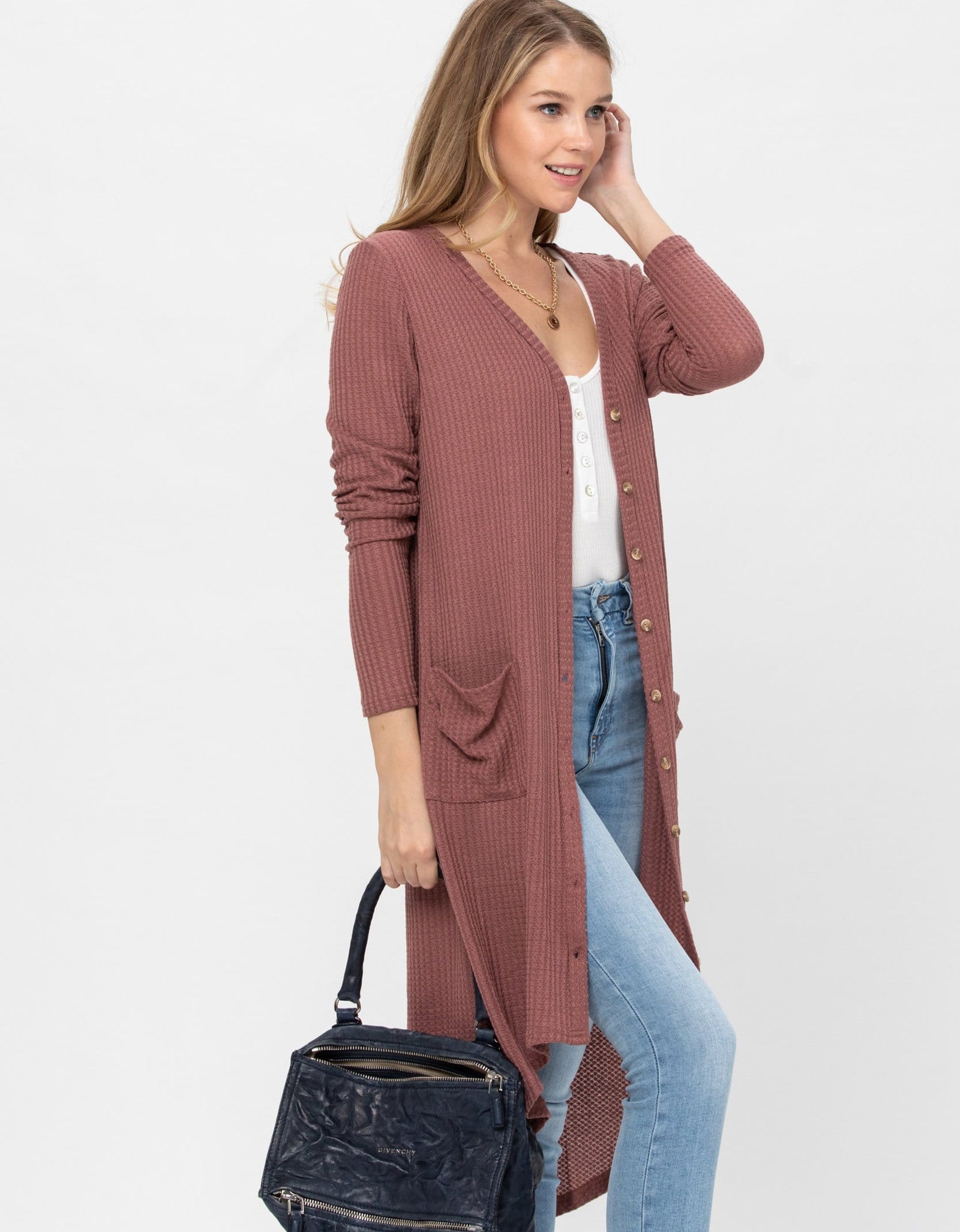 Long Sleeve Button Down Solid Color Knit Cardigans with Pockets