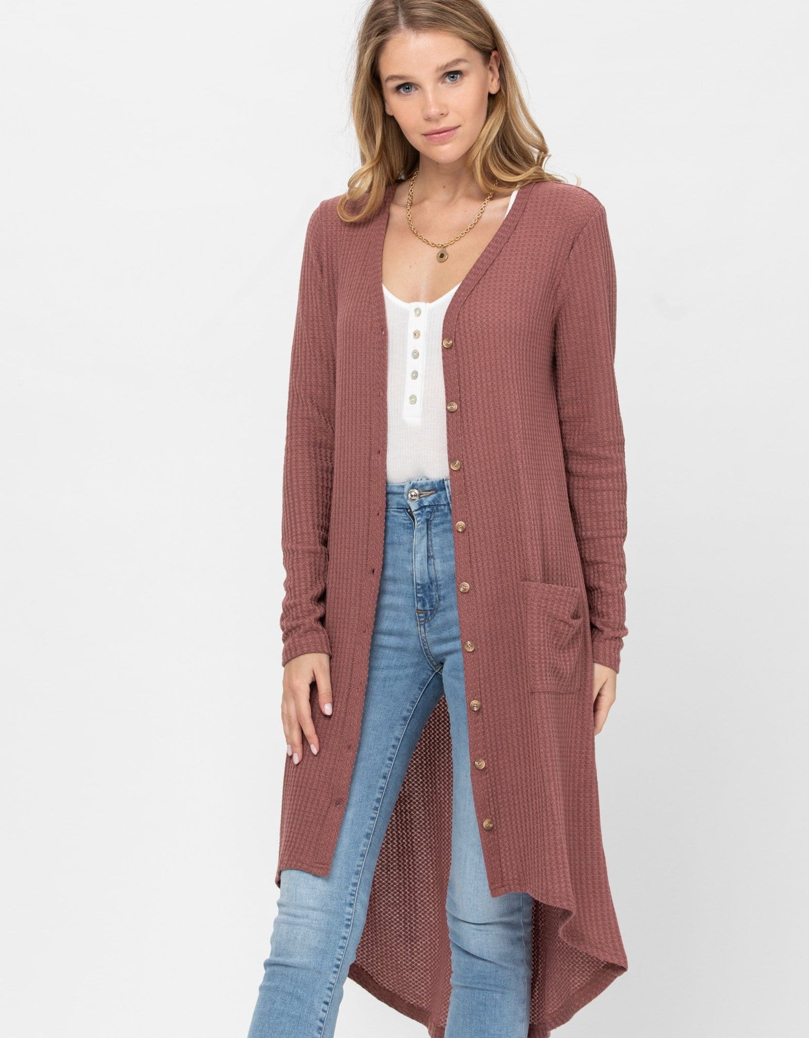 Long Sleeve Button Down Solid Color Knit Cardigans with Pockets