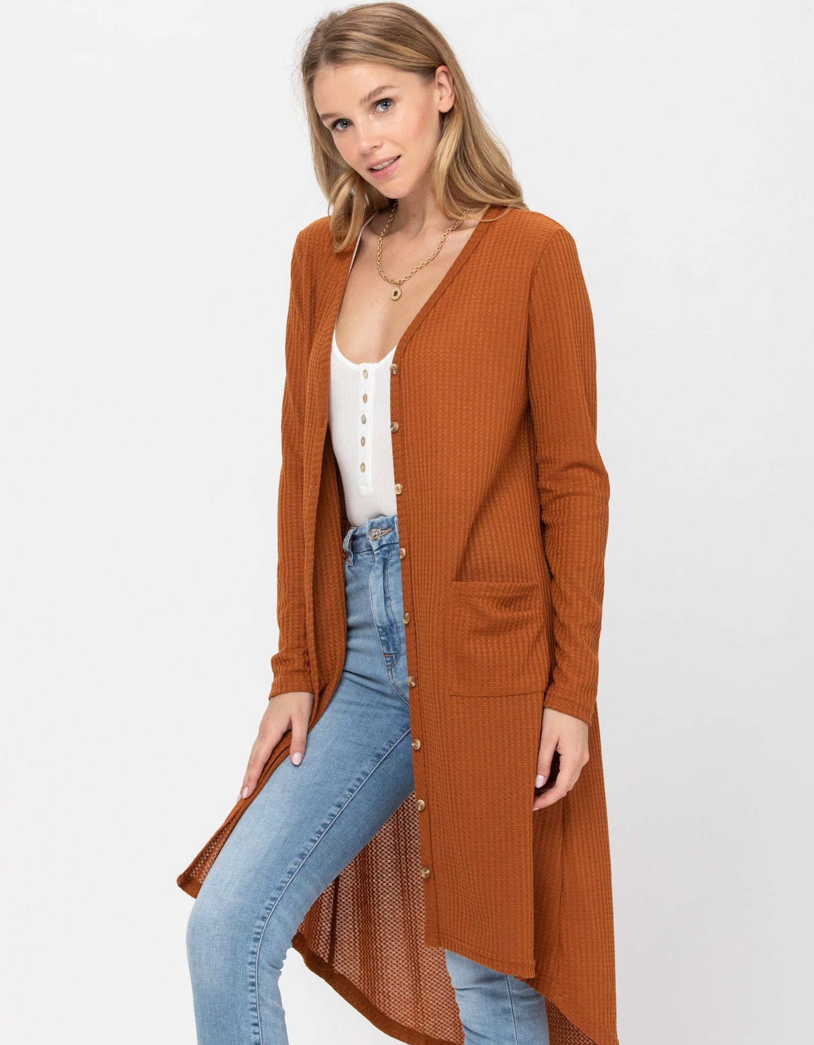 Long Sleeve Button Down Solid Color Knit Cardigans with Pockets