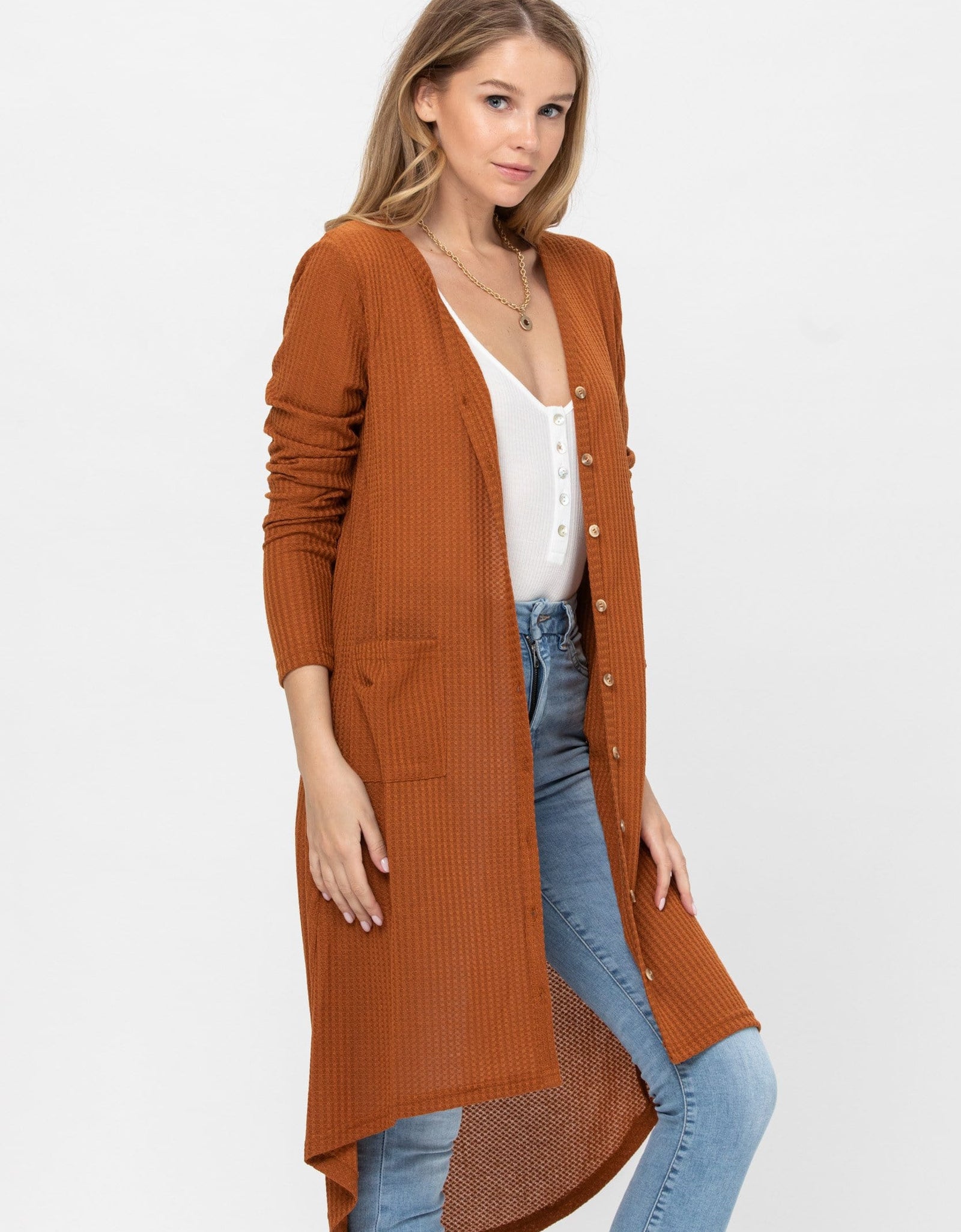 Long Sleeve Button Down Solid Color Knit Cardigans with Pockets