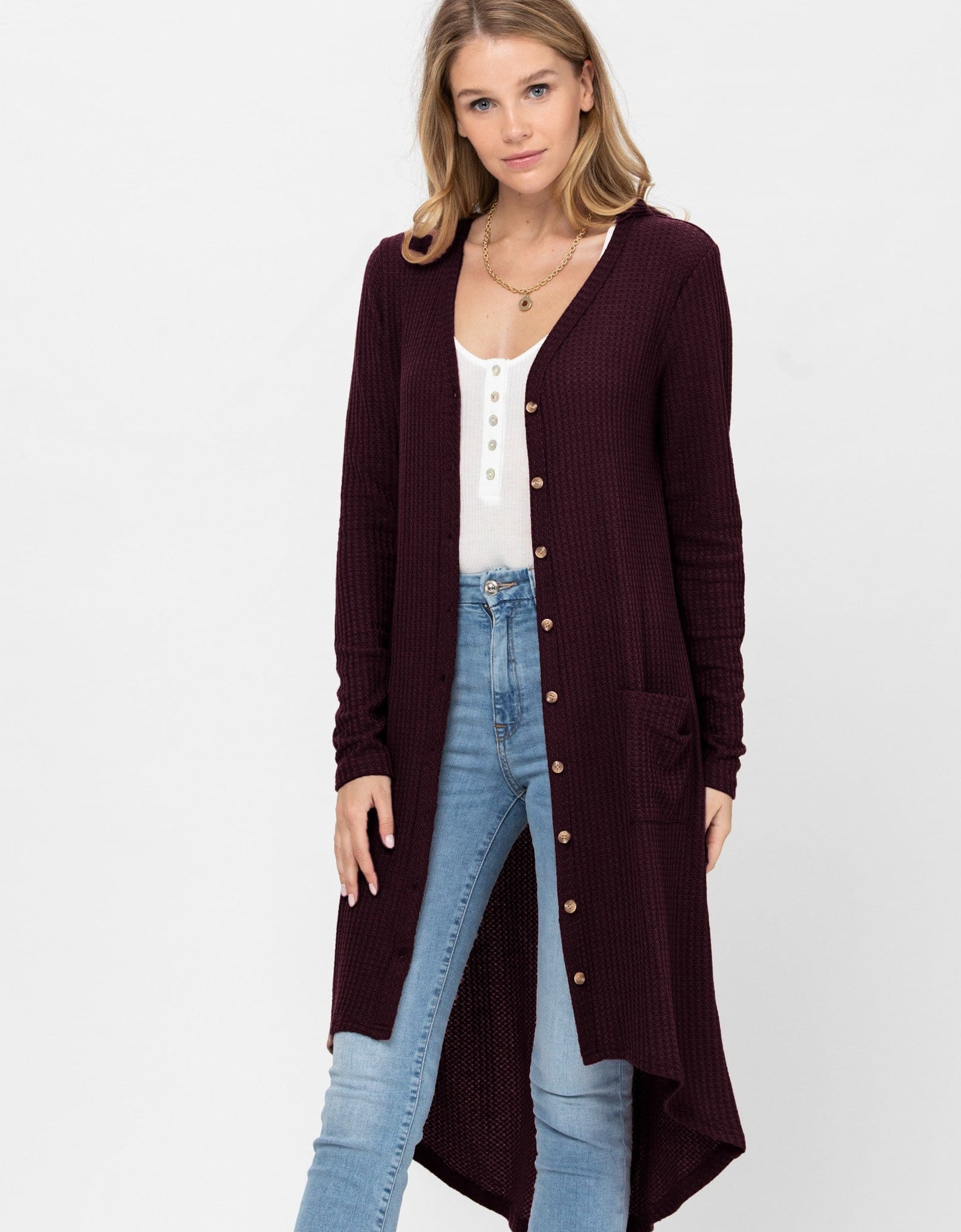 Long Sleeve Button Down Solid Color Knit Cardigans with Pockets